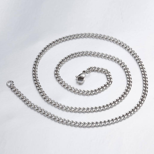 3.0 mm 16"-40" Silver Stainless Steel Curb Necklace Chain Sb72 USA Seller