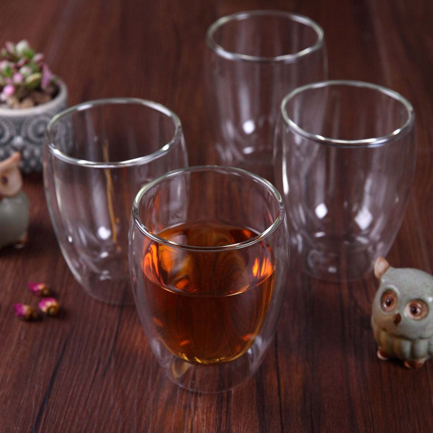 350ML 12oz Double Walled Mug with Bamboo Lid Double-wall glasses with spill proo