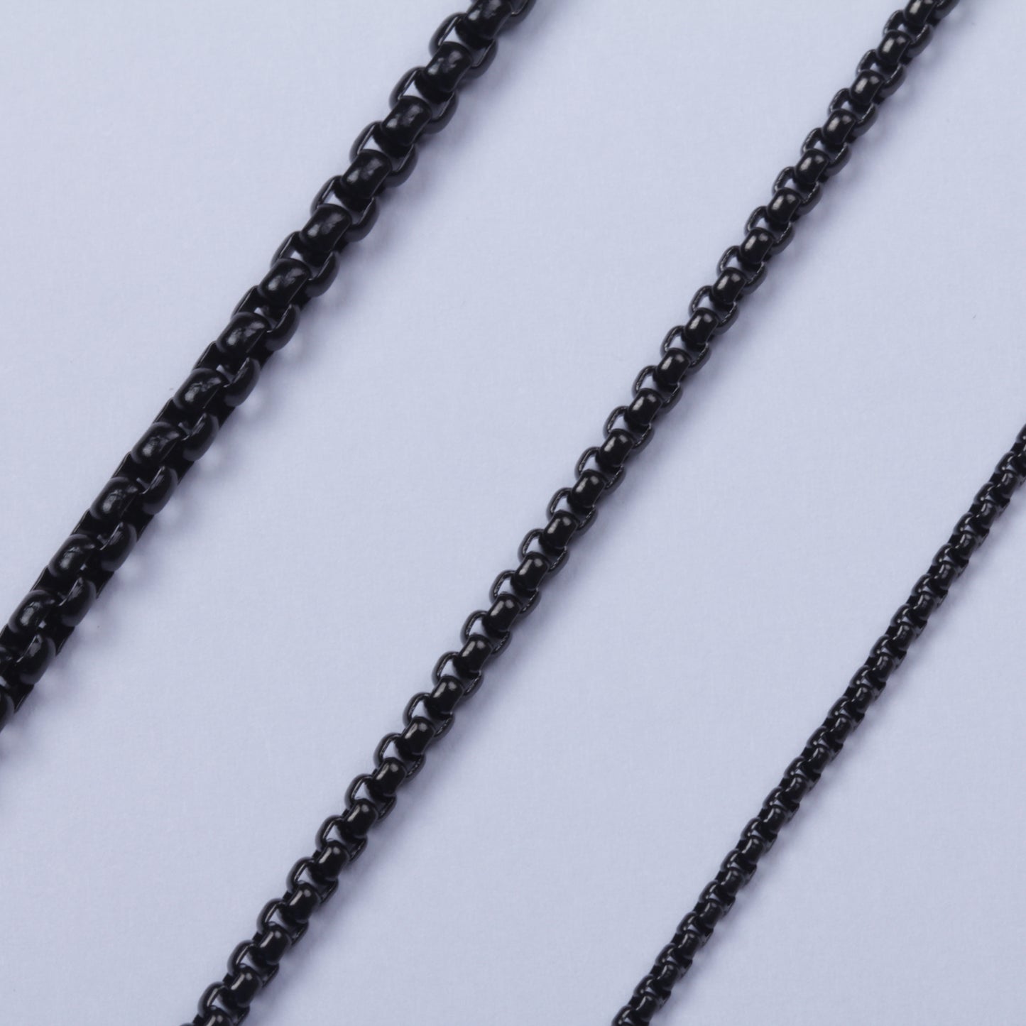 2mm to 4mm 18"-40" Black Stainless Steel Square Rolo Necklace Chain HN21
