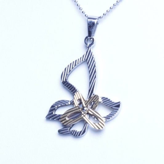 Gold Silver Stainless Steel Butterfly Pendant With Necklace Sp79 USA Seller