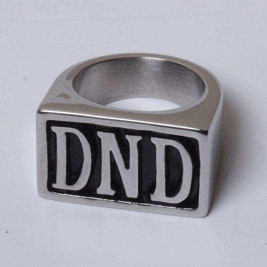 USA Seller Men's Stainless Steel DND Initial Letter Biker Ring Size 8-14 SR159