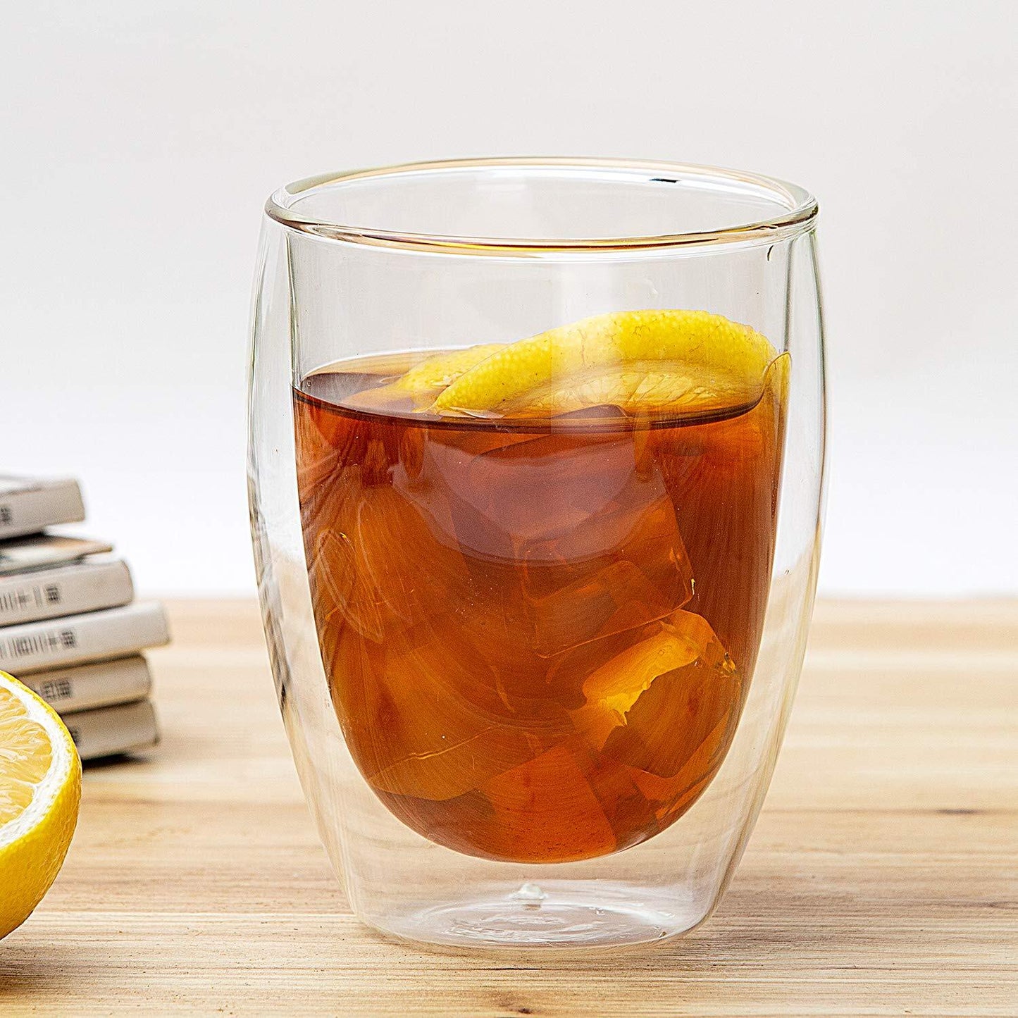 350ML 12oz Double Walled Mug with Bamboo Lid Double-wall glasses with spill proo