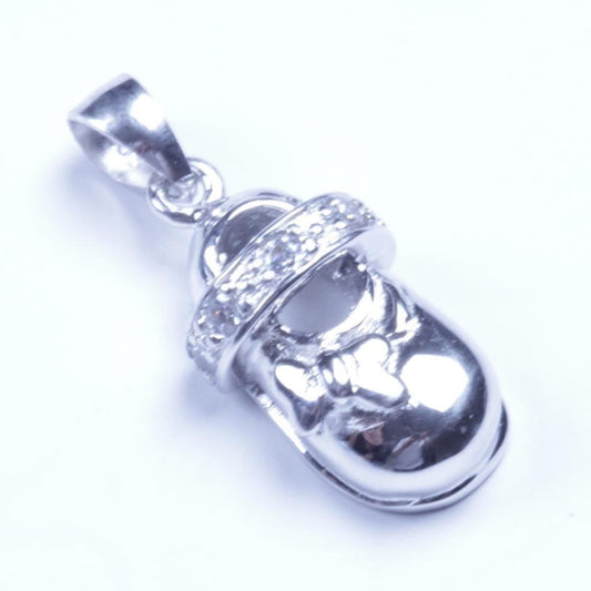 Genuine 925 Sterling Silver The Shoe CZ Pendant Sy37 USA Seller
