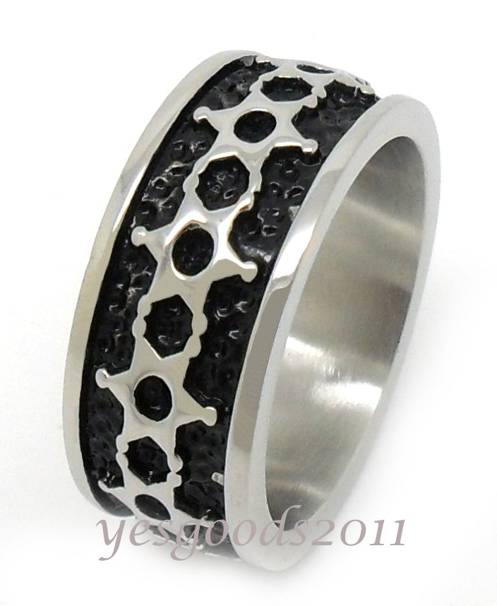 USA Seller 9MM Vintage Silver Stainless Steel Biker Ring Size 8-13 SR73