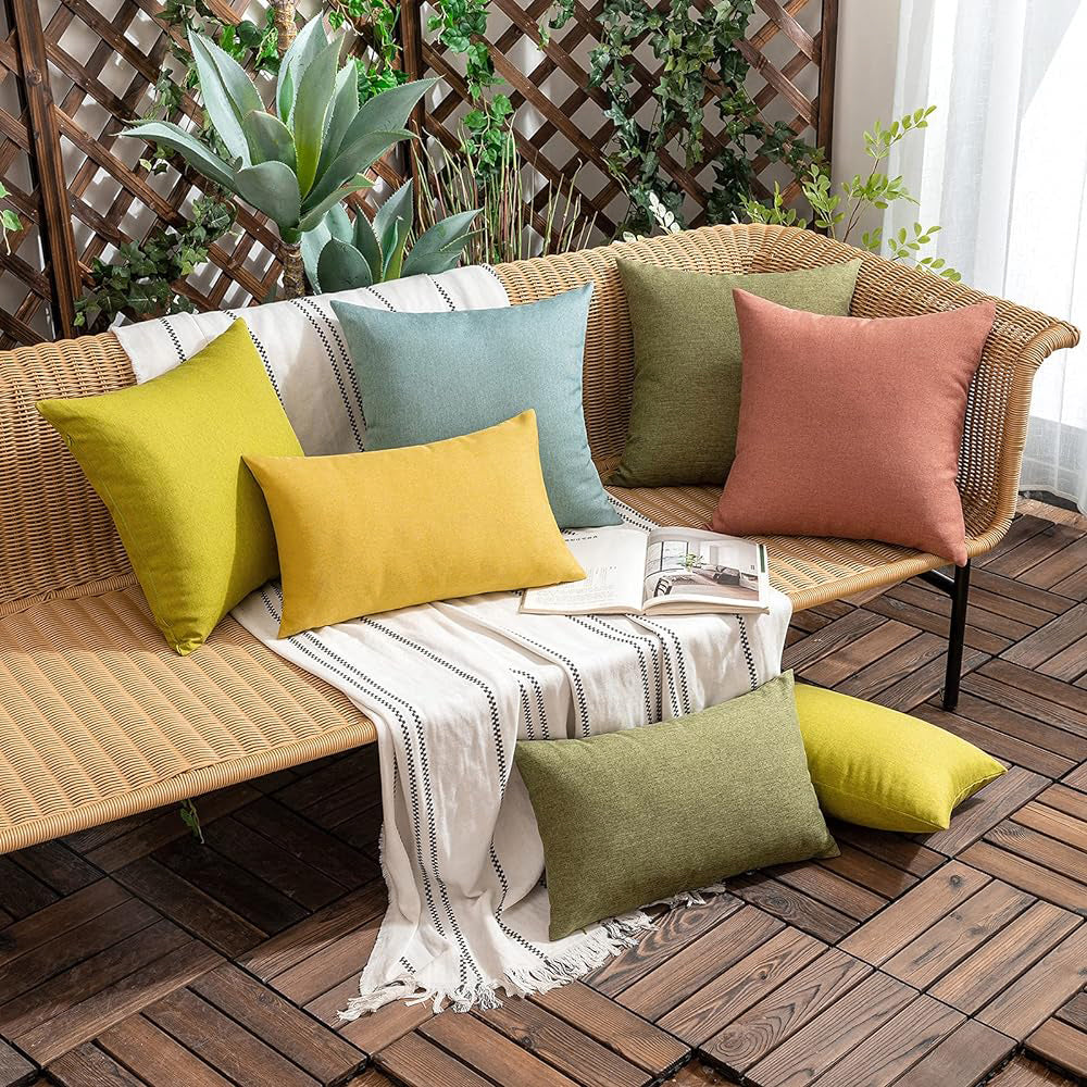 Pack of 1 Solid Color Outdoor Waterproof Throw Pillow Square 18"x18" or Rectangle 12"x20"