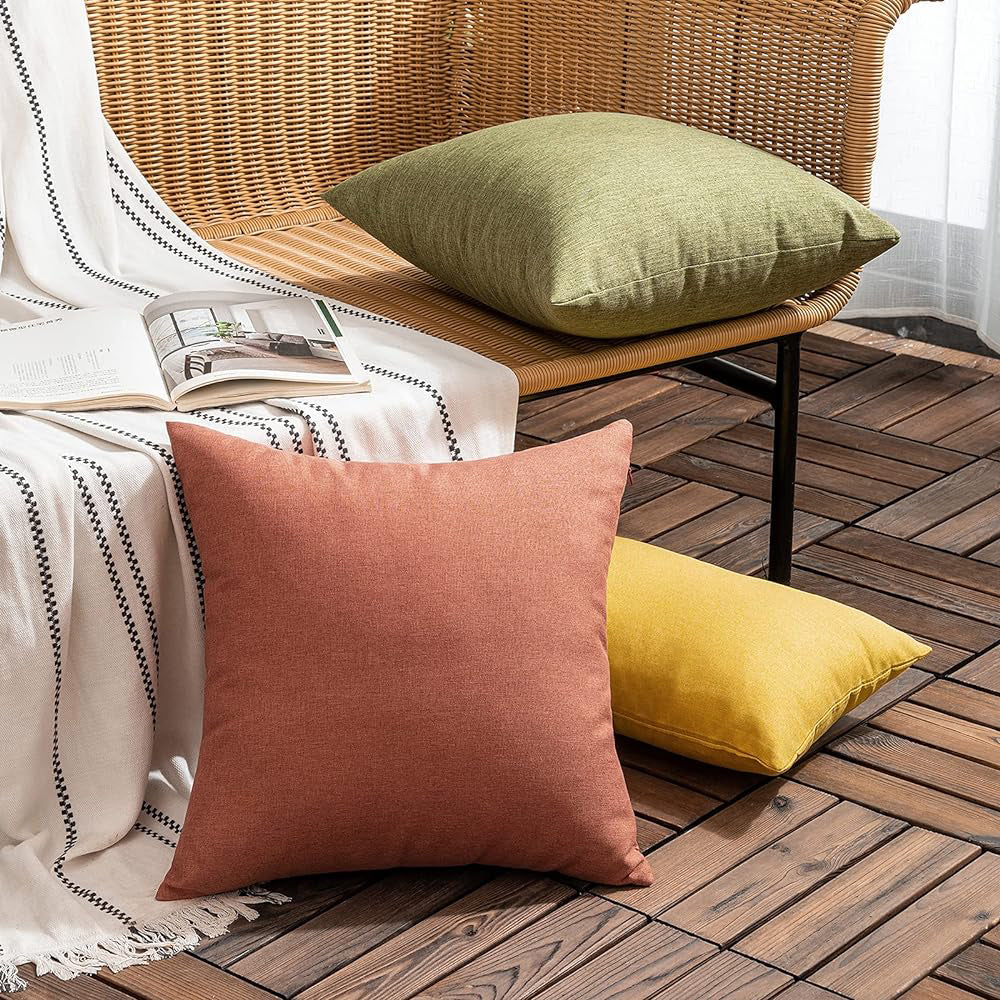 Pack of 1 Solid Color Outdoor Waterproof Throw Pillow Square 18"x18" or Rectangle 12"x20"