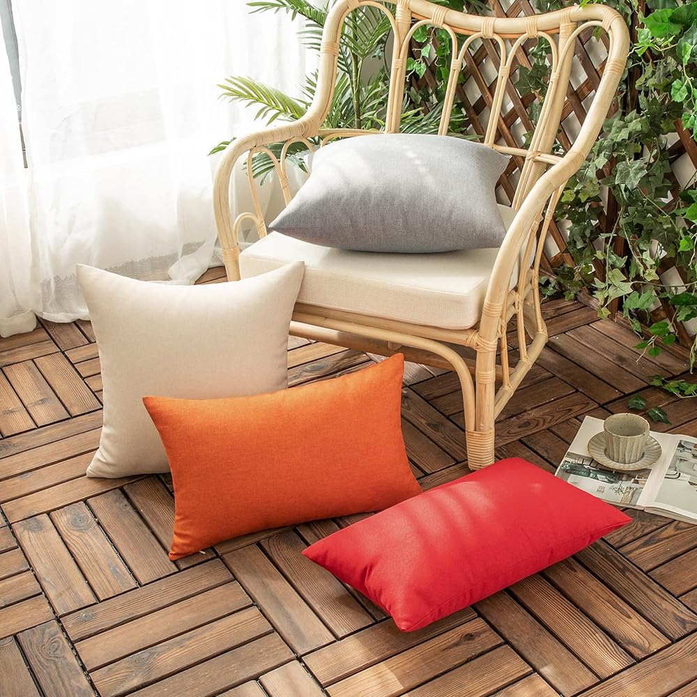 Pack of 1 Solid Color Outdoor Waterproof Throw Pillow Square 18"x18" or Rectangle 12"x20"