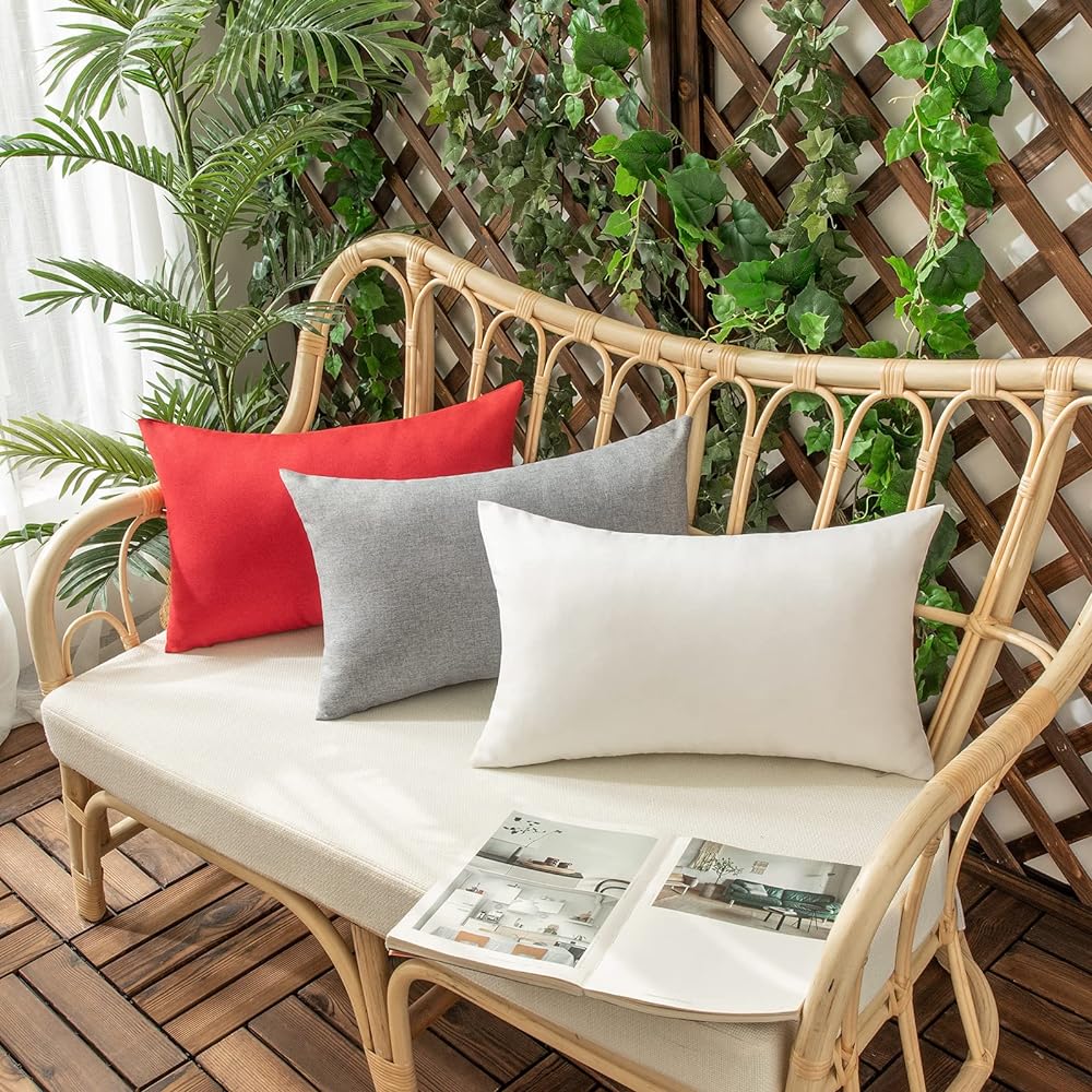 Pack of 1 Solid Color Outdoor Waterproof Throw Pillow Square 18"x18" or Rectangle 12"x20"