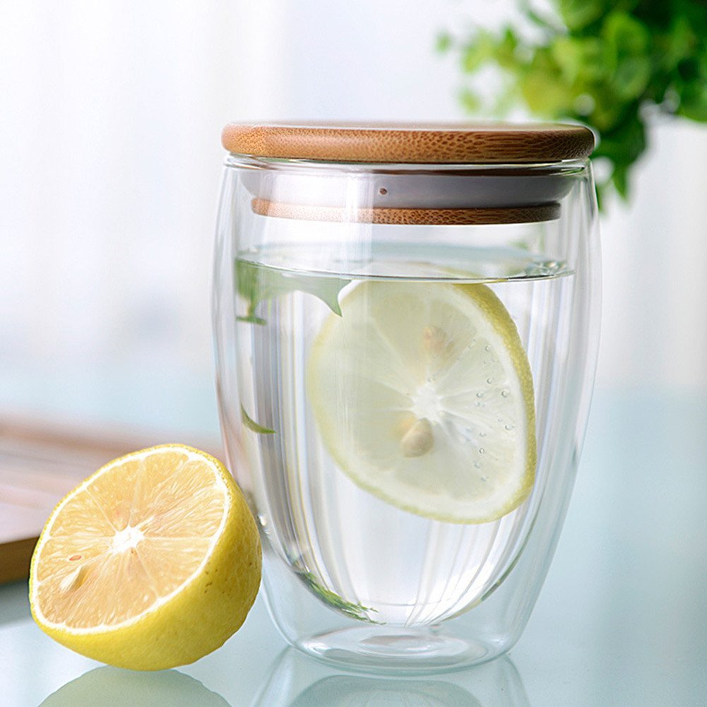 350ml 12oz double walled mug with bamboo lid double-wall glasses with spill proof bamboo lids. perfect for serving tea, coffee, juice, sodas, cocktails, whiskey, scotch, vodka, or your preferred spirit on the rocks.