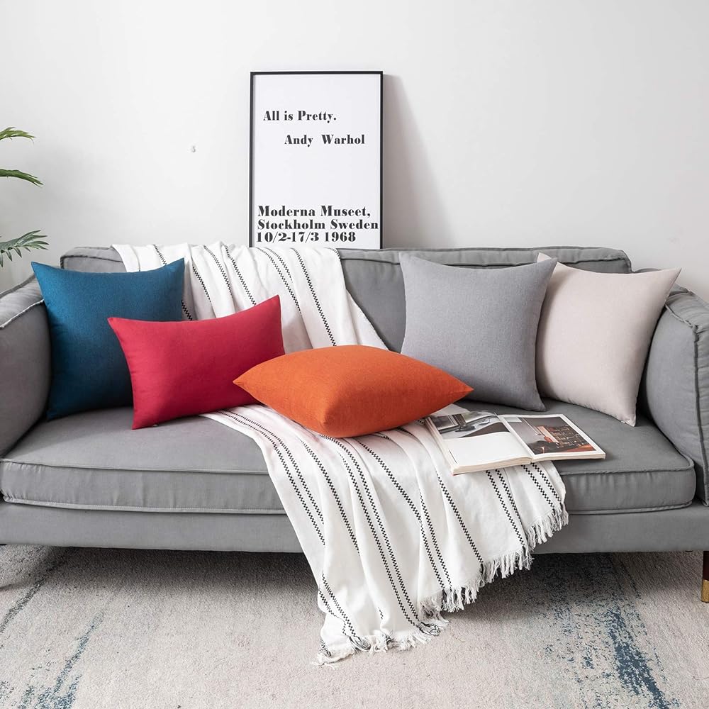 Pack of 1 Solid Color Outdoor Waterproof Throw Pillow Square 18"x18" or Rectangle 12"x20"