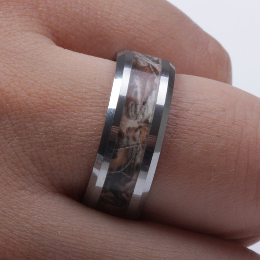 Tungsten Carbide 8 mm Multi-Color Carbon Fiber wedding  Band Size 8-13 TG54