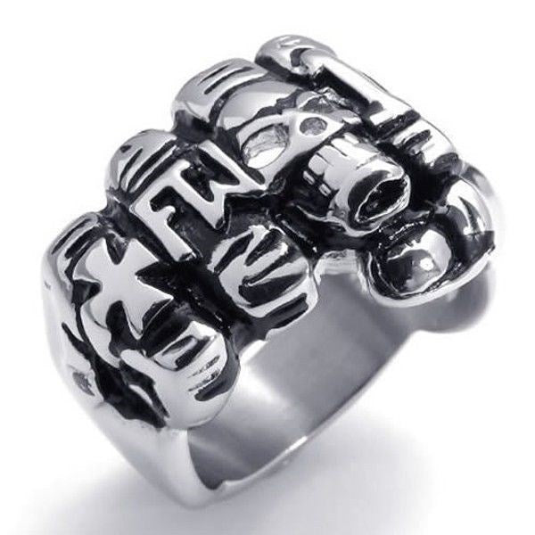 USA Seller Men's Stainless Steel Skull Fist Ring Size 8-14 SR67