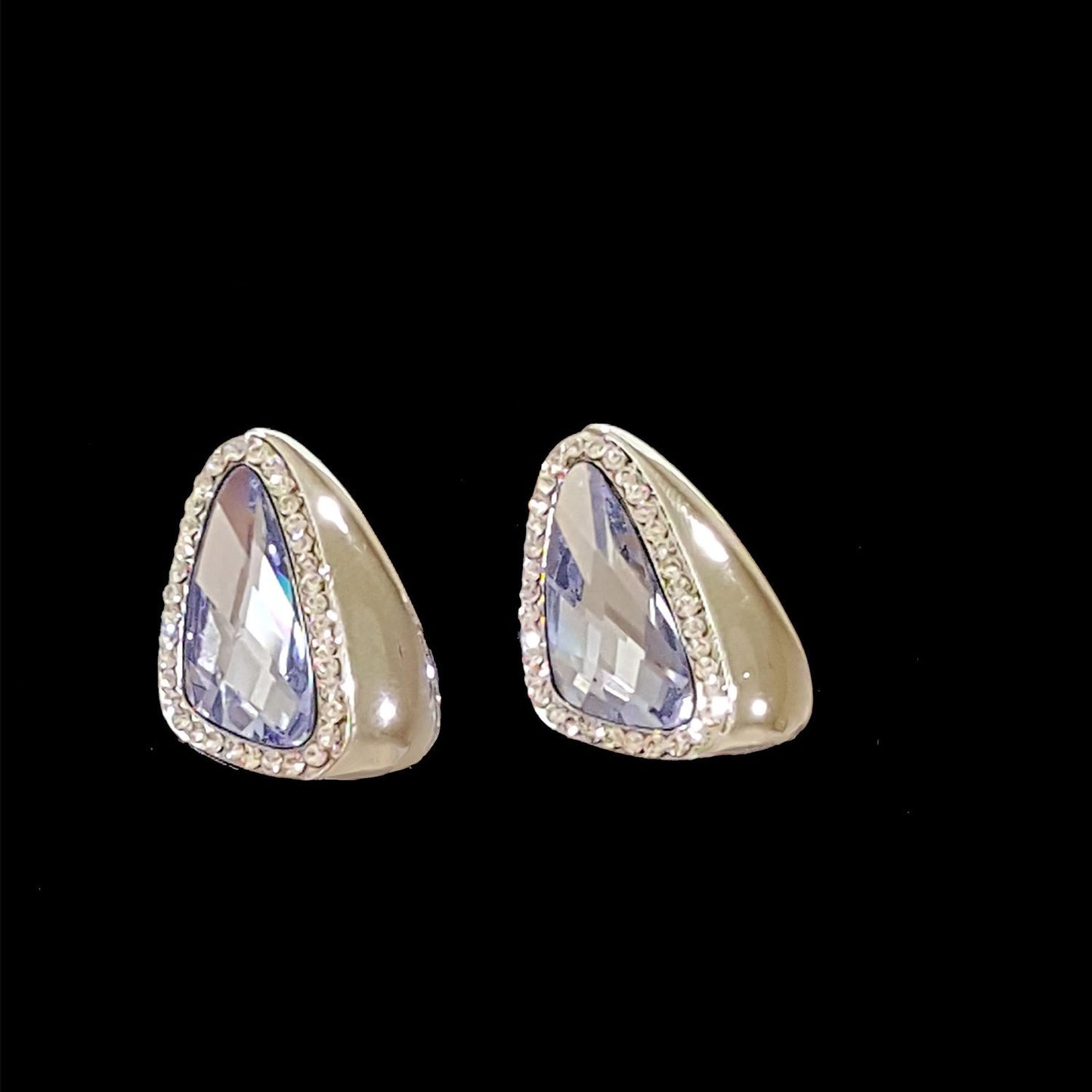 Amethyst Gemstone Clear Gemstone Pendant Silver Necklace with Earrings NES47