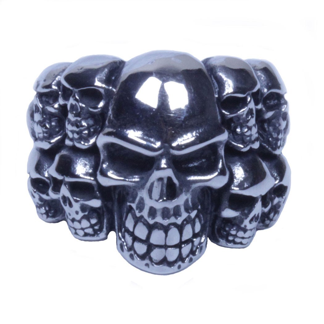 US Seller Men's Silver Stainless Steel Skull Biker Ring Sizes 7-15 HS27