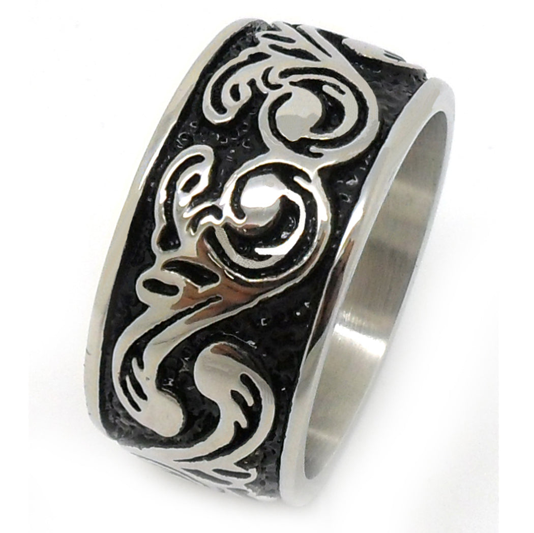 US Seller Men's Vintage Silver or Gold Stainless Steel Designed Band Ring HS29