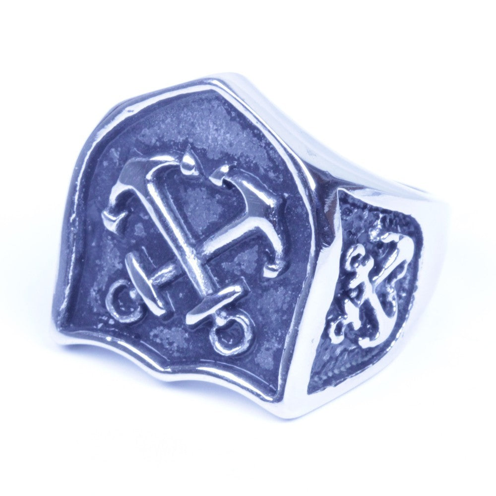 Silver Stainless Steel Celtic Medieval Cross and Shield Ring Size 8-13 SR145