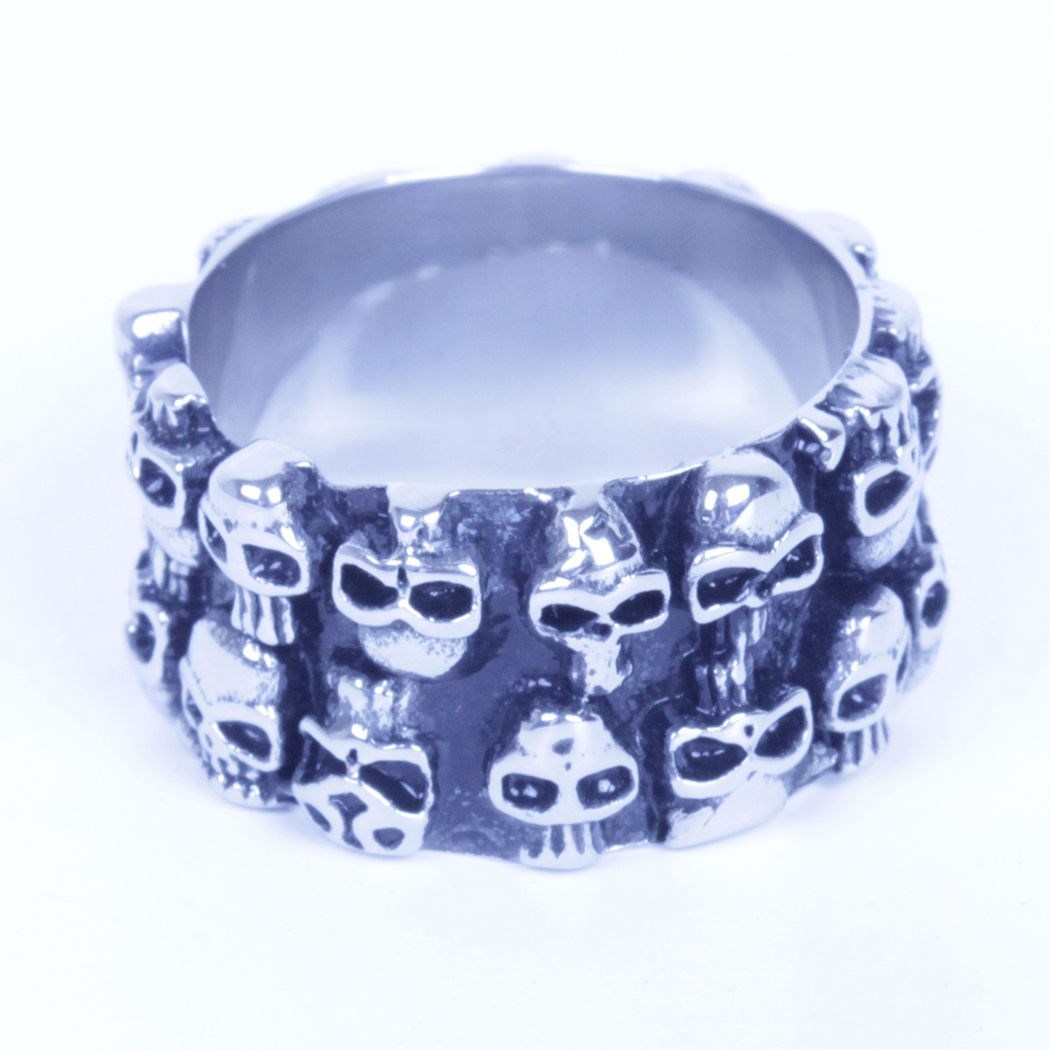 US Seller Men's Silver Stainless Steel Skull Biker Ring Sizes 7-15 HS27