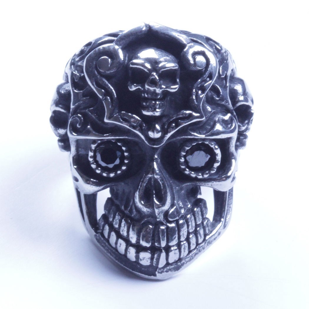 US Seller Men's Silver Stainless Steel Skull Biker Ring Sizes 7-15 HS27