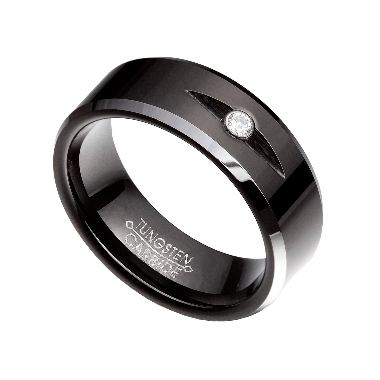 Black Tungsten Carbide 8mm Groove wedding Band Ring Size 8-13 TG45