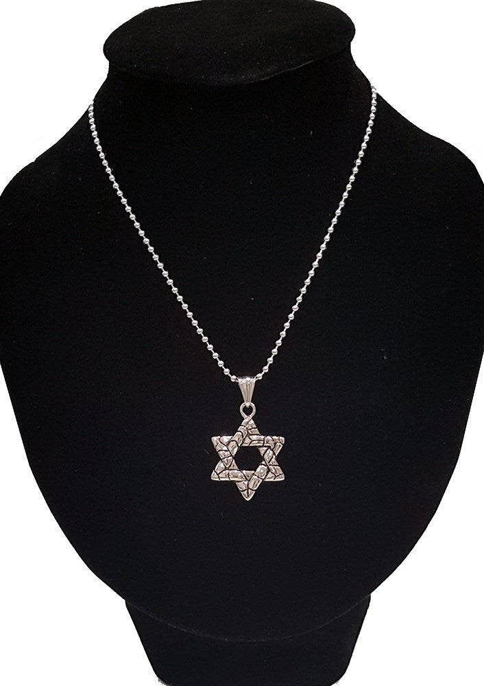 Men's Silver Stainless Steel star Pendant With Necklace Sp69 USA Seller