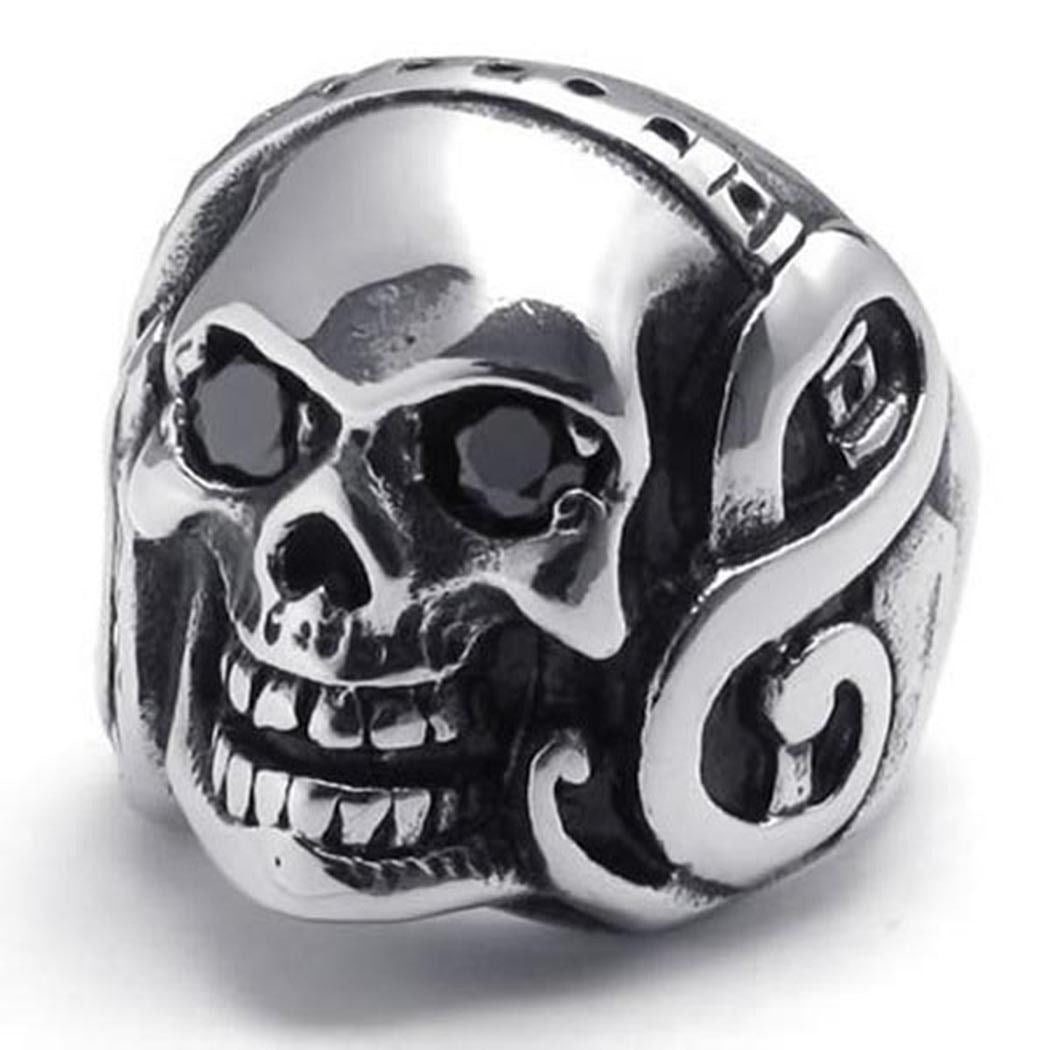 US Seller Men's Silver Stainless Steel Skull Biker Ring Sizes 7-15 HS27
