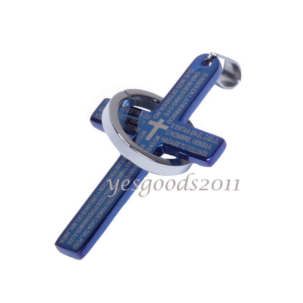 Men's Women's Stainless Steel Tone Cross Pendant With Necklace Sp16 USA Seller