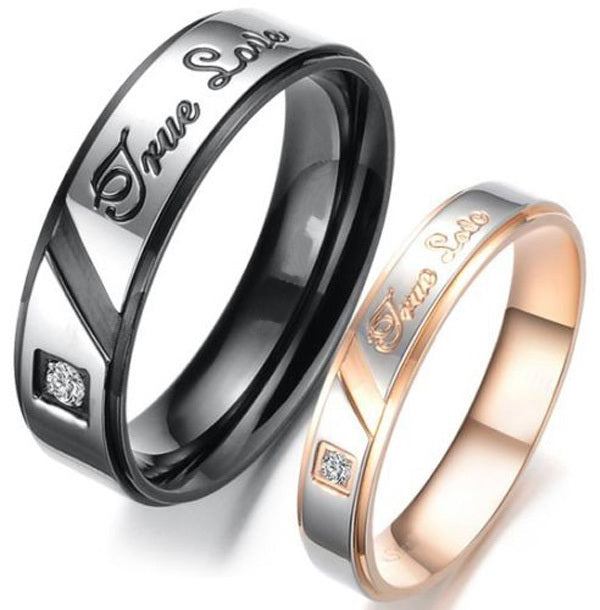 Stainless Steel "True Love" Comfort Fit Wedding Bands Promise Ring HS22