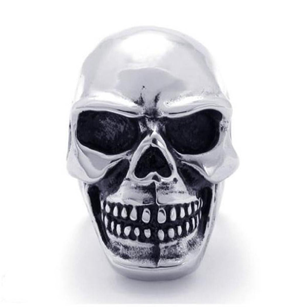 US Seller Men's Silver Stainless Steel Skull Biker Ring Sizes 7-15 HS27