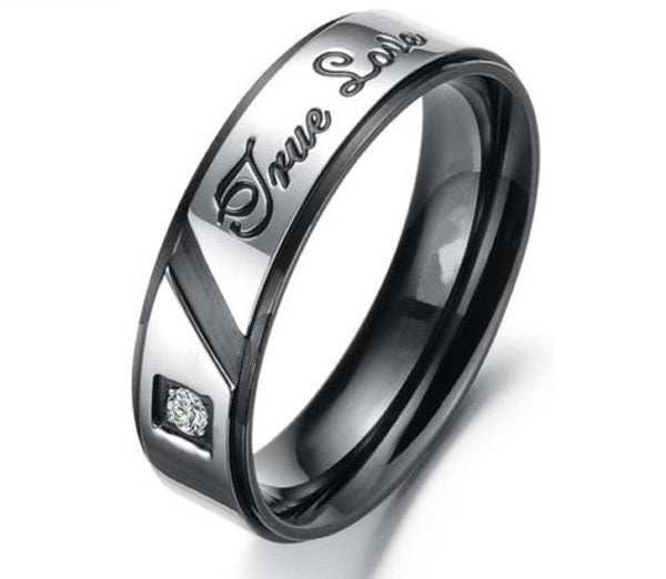 Stainless Steel "True Love" Comfort Fit Wedding Bands Promise Ring HS22