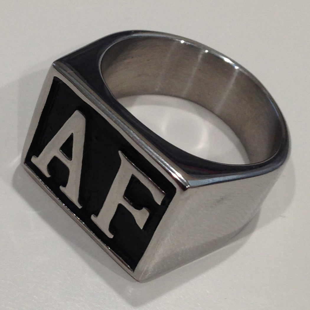 USA Seller Men's Stainless Steel AF Initial Letter Biker Ring Size 8-14 SR161