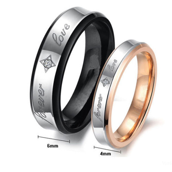 Stainless Steel "Forever Love" Comfort Fit Wedding Bands Promise Ring HS21