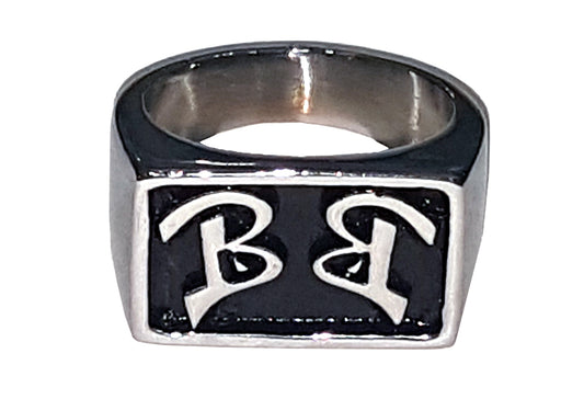 USA Seller Men's Stainless Steel Initial Letter BB Biker Ring Size 8-14 SR186