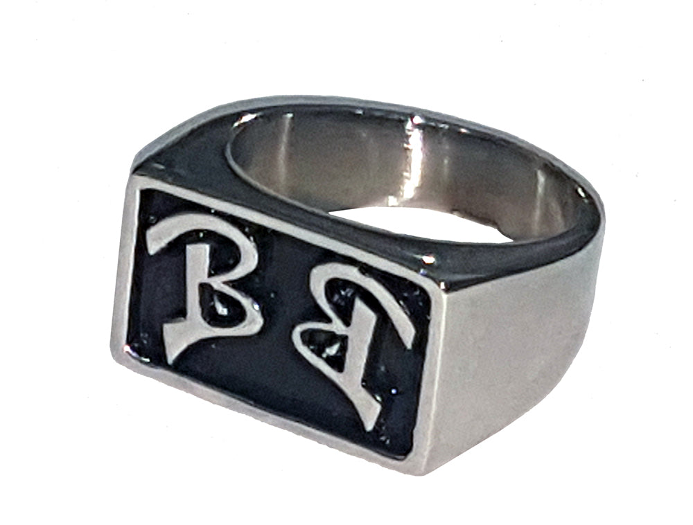 USA Seller Men's Stainless Steel  Initial Letter BB Biker Ring Size 8-14 SR186