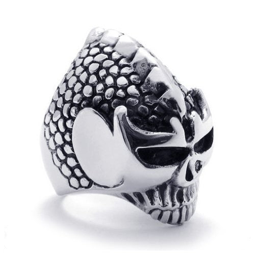 USA Seller Men's Silver Stainless Steel Skull Biker Ring Size 8-14 SR52