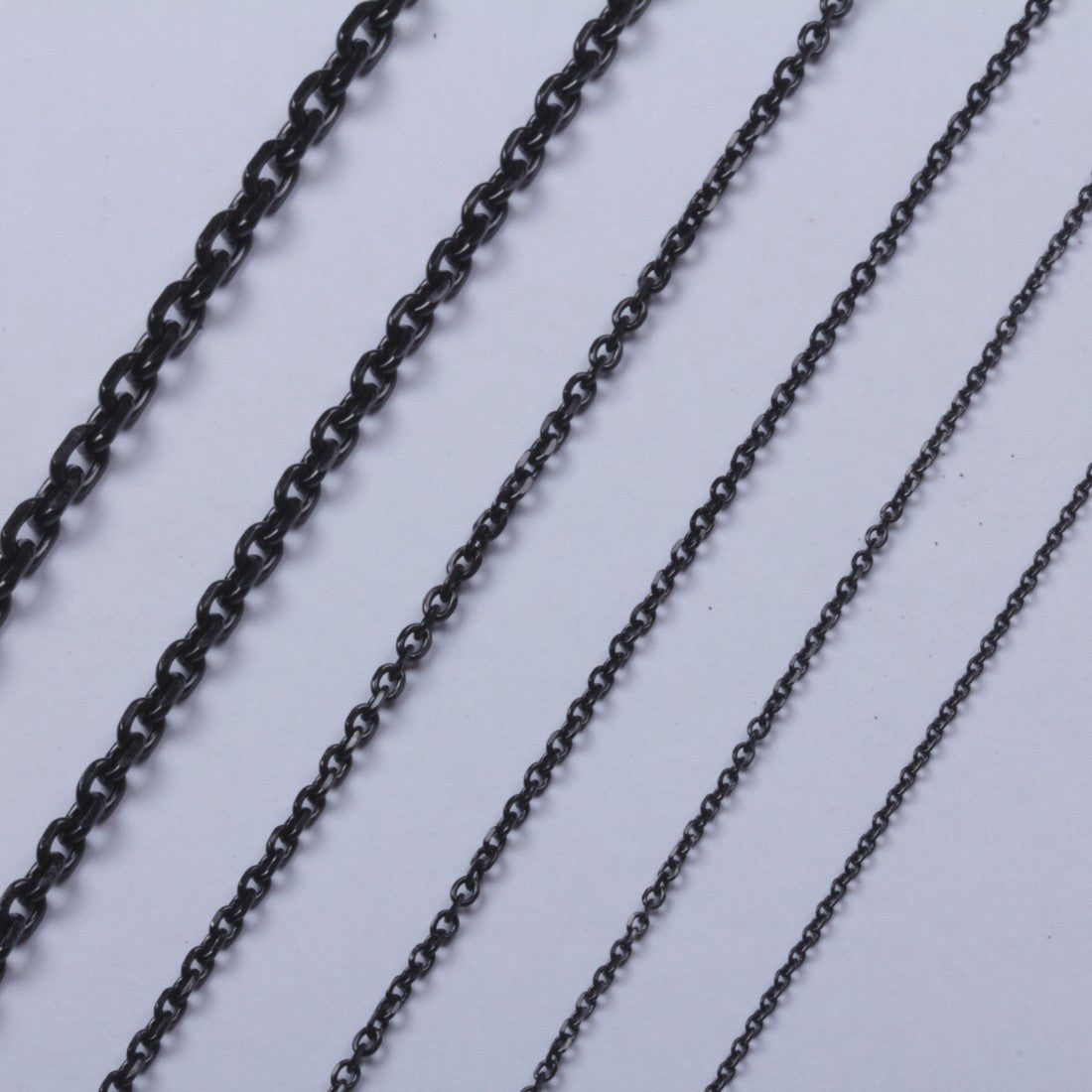 1.6mm to 5.0mm 18"-40" Black Stainless Steel Cross Link Chain Necklace HN23