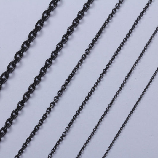 1.6mm to 5.0mm 18"-40" Black Stainless Steel Cross Link Chain Necklace HN23