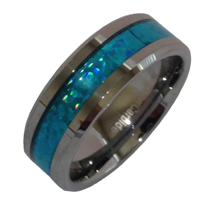 Tungsten Carbide 8mm Multi-Color Carbon Fiber Wedding Band Size 8-13 TG55