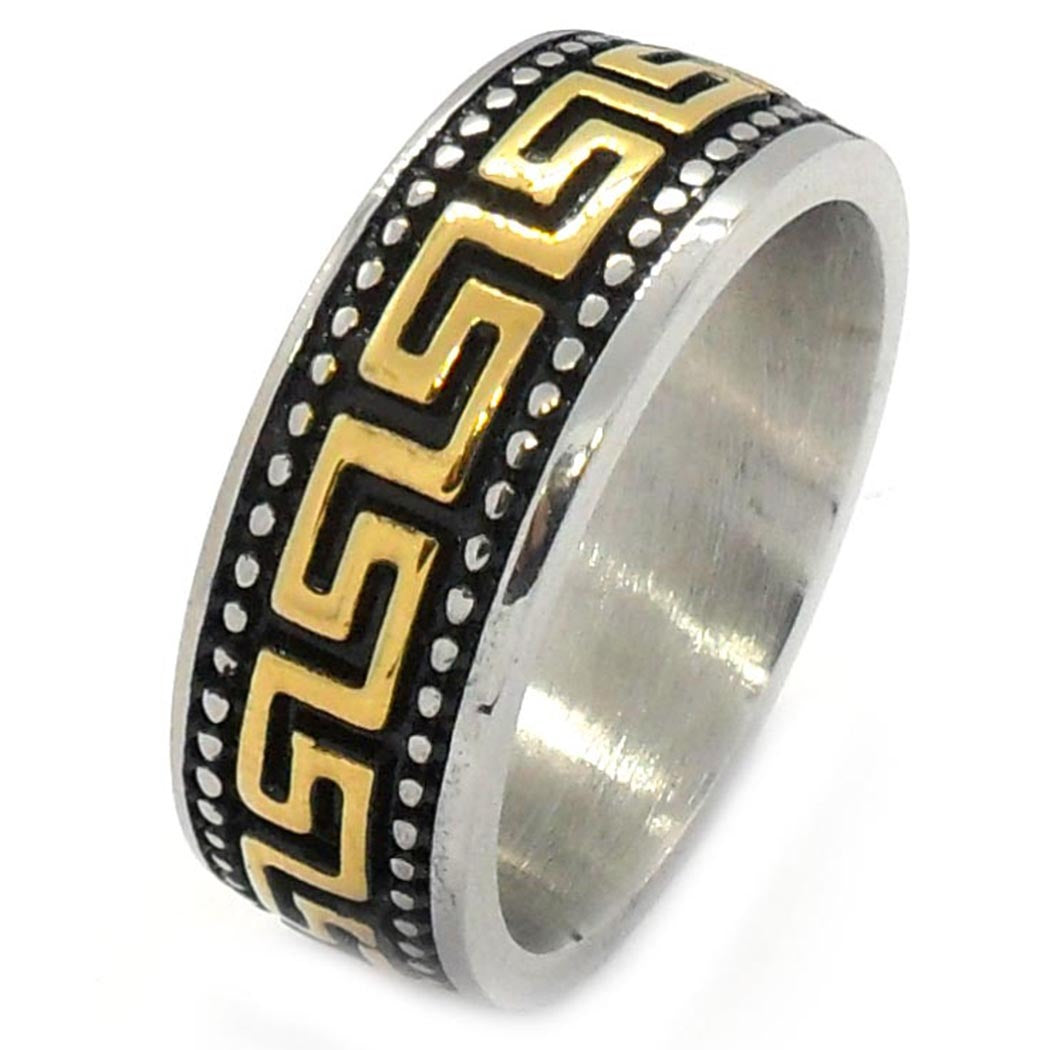 US Seller Men's Vintage Silver or Gold Stainless Steel Designed Band Ring HS29