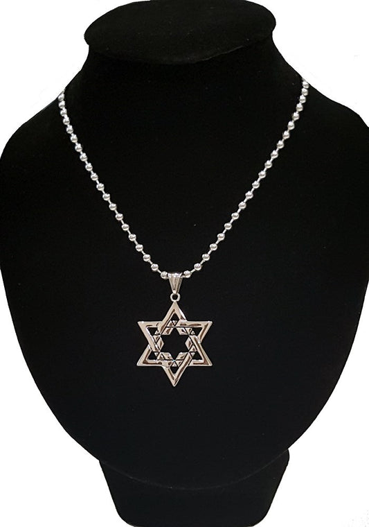 Men's Silver Stainless Steel Star Pendant With Necklace Sp63 USA Seller
