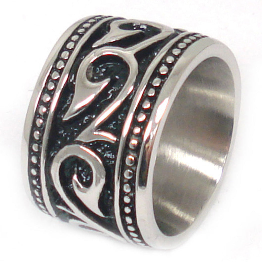 US Seller Men's Vintage Silver or Gold Stainless Steel Designed Band Ring HS29