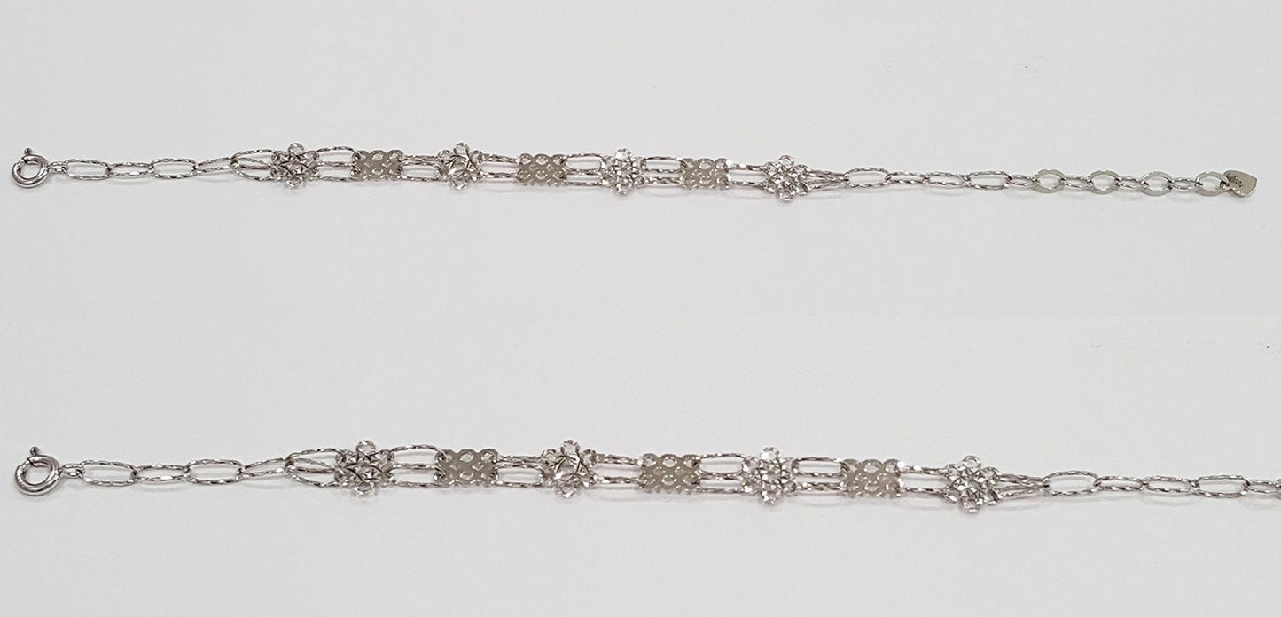 US Seller Genuine .925 Sterling Silver Pattern Designed Bracelet SY99