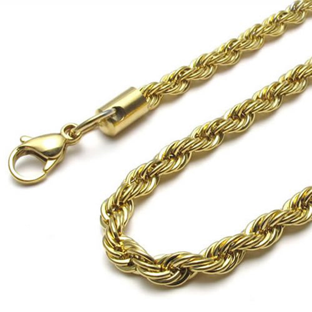 16"-40" 18K Gold Plated Stainless Steel Rope Necklace Chain HN4 USA Seller