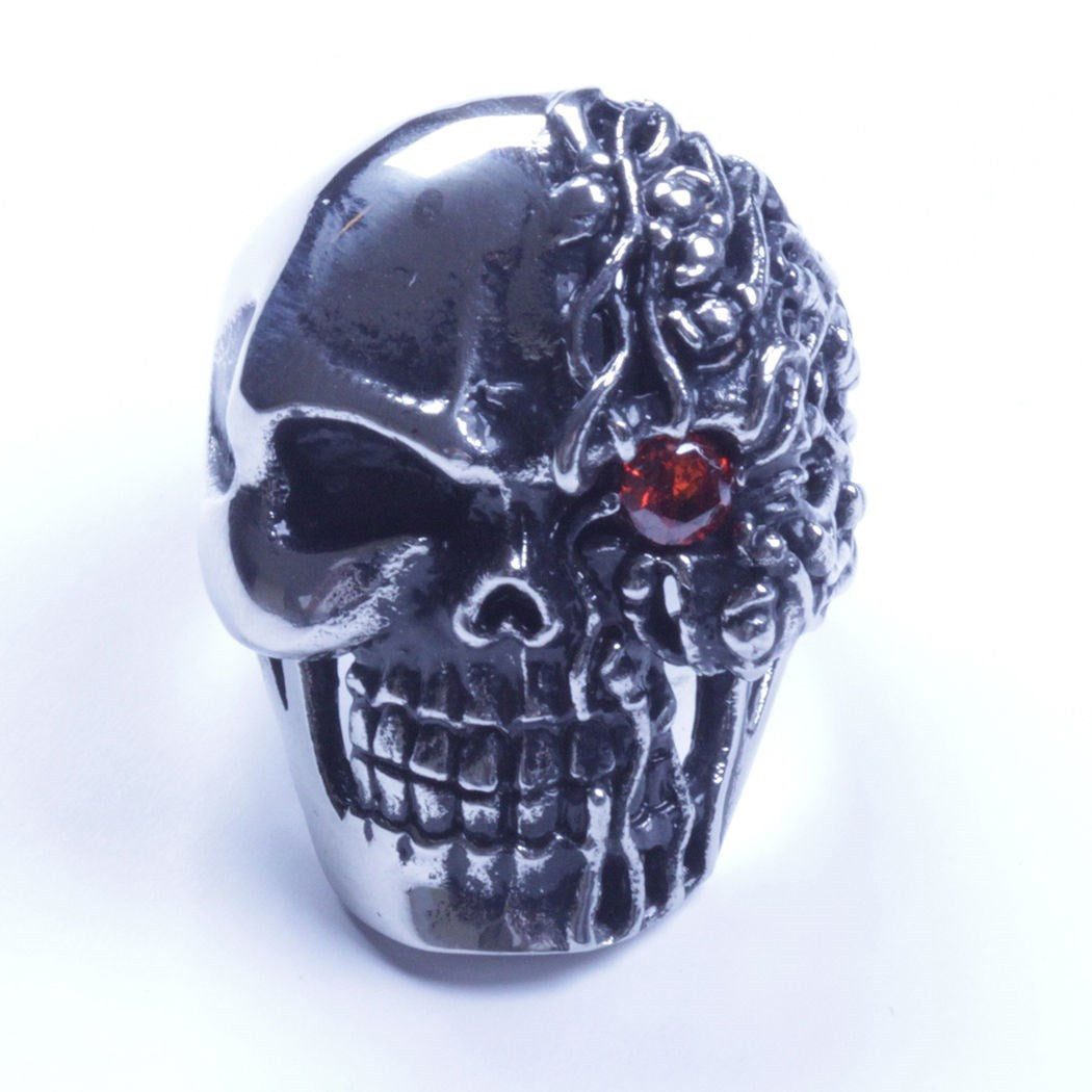 US Seller Men's Silver Stainless Steel Skull Biker Ring Sizes 7-15 HS27
