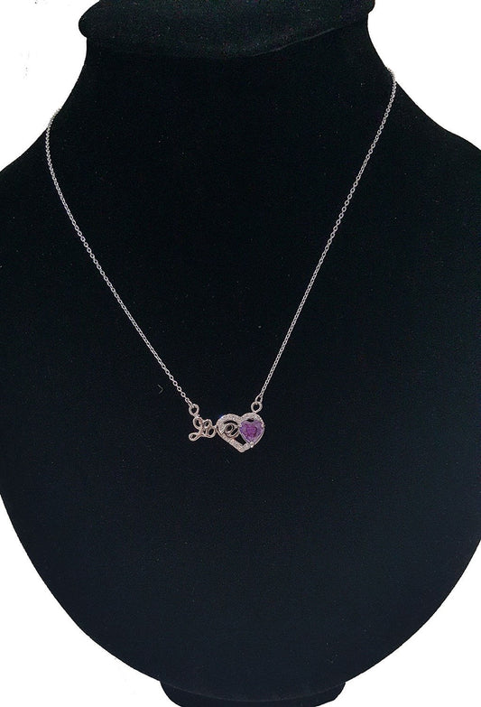 .925 Sterling Silver Love with Silver and Cubic Zirconia Heart Pendant SY87