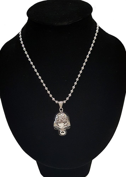 Men's Silver Stainless Steel Skull Pendant With Necklace Sp60 USA Seller