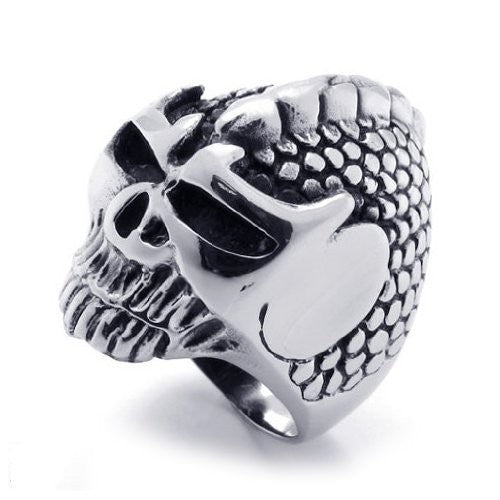 USA Seller Men's Silver Stainless Steel Skull Biker Ring Size 8-14 SR52