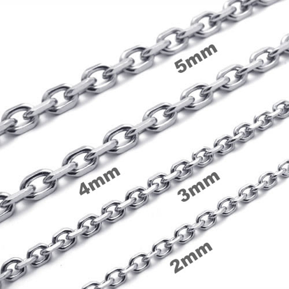 2mm-5mm 10"-100" Silver Stainless Steel Cross Chain Link Necklace HN5 US Seller