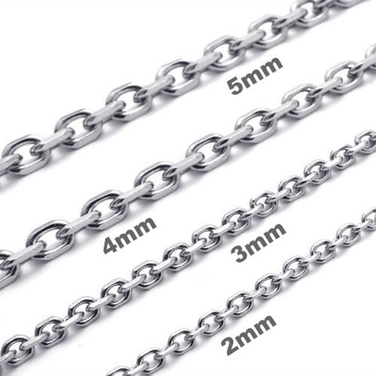 2mm-5mm 10"-100" Silver Stainless Steel Cross Chain Link Necklace HN5 US Seller