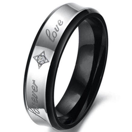 Stainless Steel "Forever Love" Comfort Fit Wedding Bands Promise Ring HS21