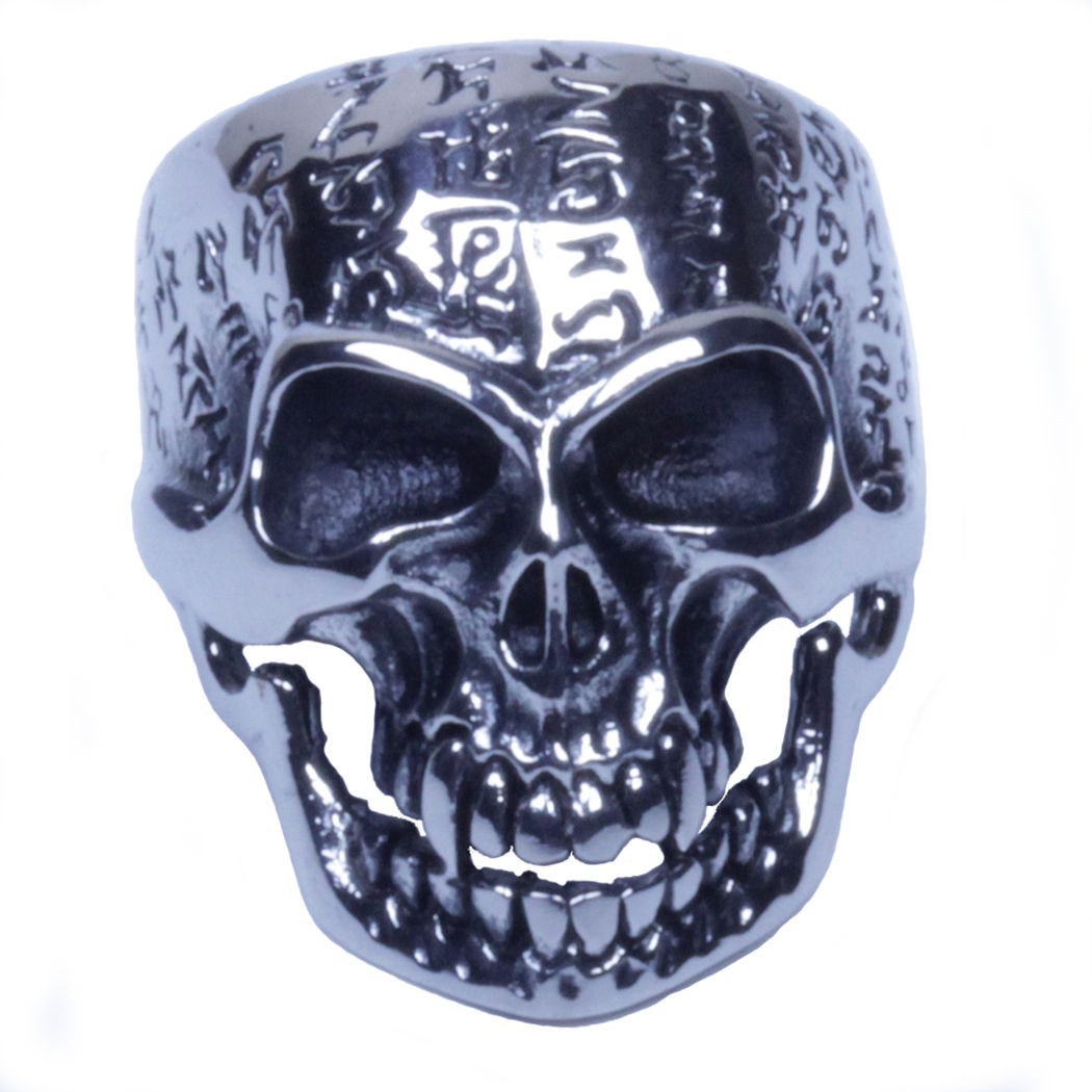 US Seller Men's Silver Stainless Steel Skull Biker Ring Sizes 7-15 HS27